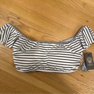 Vince Camuto Black and White Striped bathing suit new with tags large